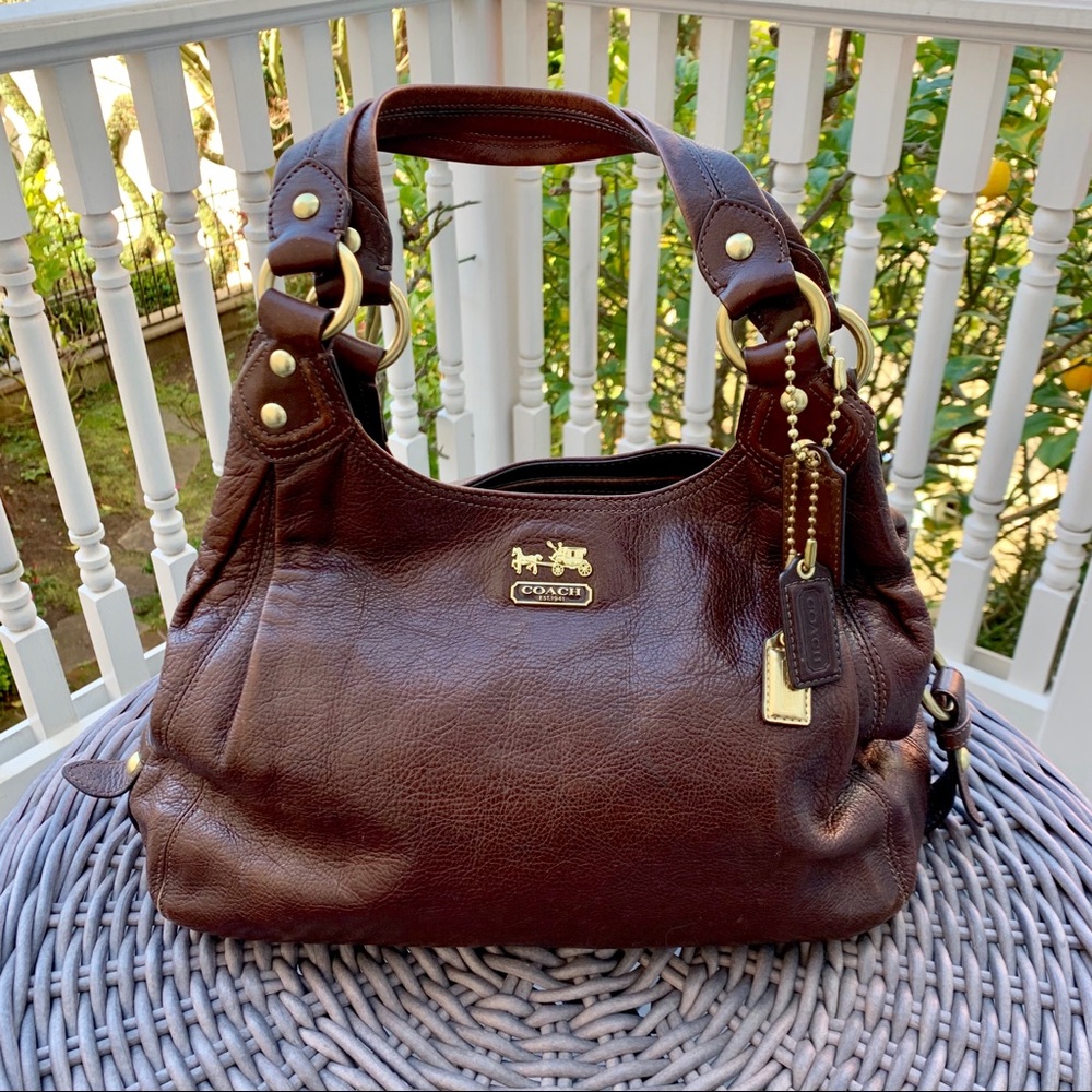 Coach Maggie Madison Brown Leather Shoulder Bag